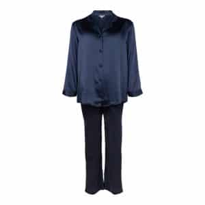 Lady Avenue Pure Silk Basic Pyjamas 25-80112 35, Størrelse: XL, Farve: Blå, Dame