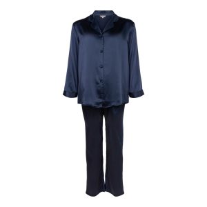 Lady Avenue Pure Silk Basic Pyjamas, Farve: Blå, Størrelse: XL, Dame