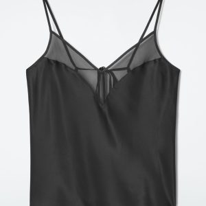 SHEER-PANEL SILK CAMI TOP