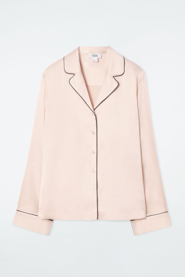 PIPED SILK PYJAMA SHIRT